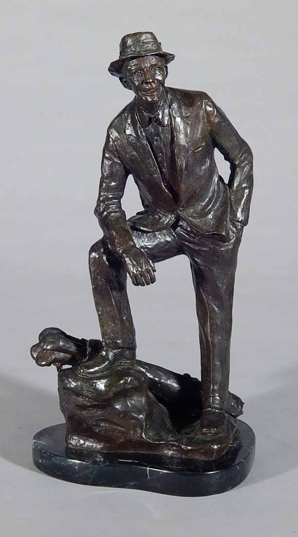 Deborah L. Copenhaver-Fellows bronze sculpture: Deborah L. Copenhaver-Fellows (American 1948- )- ''Bing Crosby''- bronze sculpture, ca. 1980, signed D. Copenhaver at base. 13''h