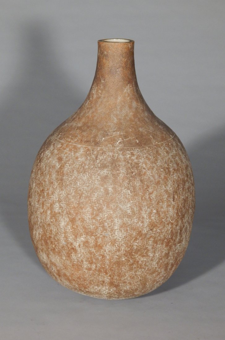Claude Conover ceramic vessel: Claude Conover (American 1907-1994)- ''Uviltuk''- ceramic vessel, signed 'Claude / Conover / Uriltuk' on bottom, small chip at rim. 20 1/2''h