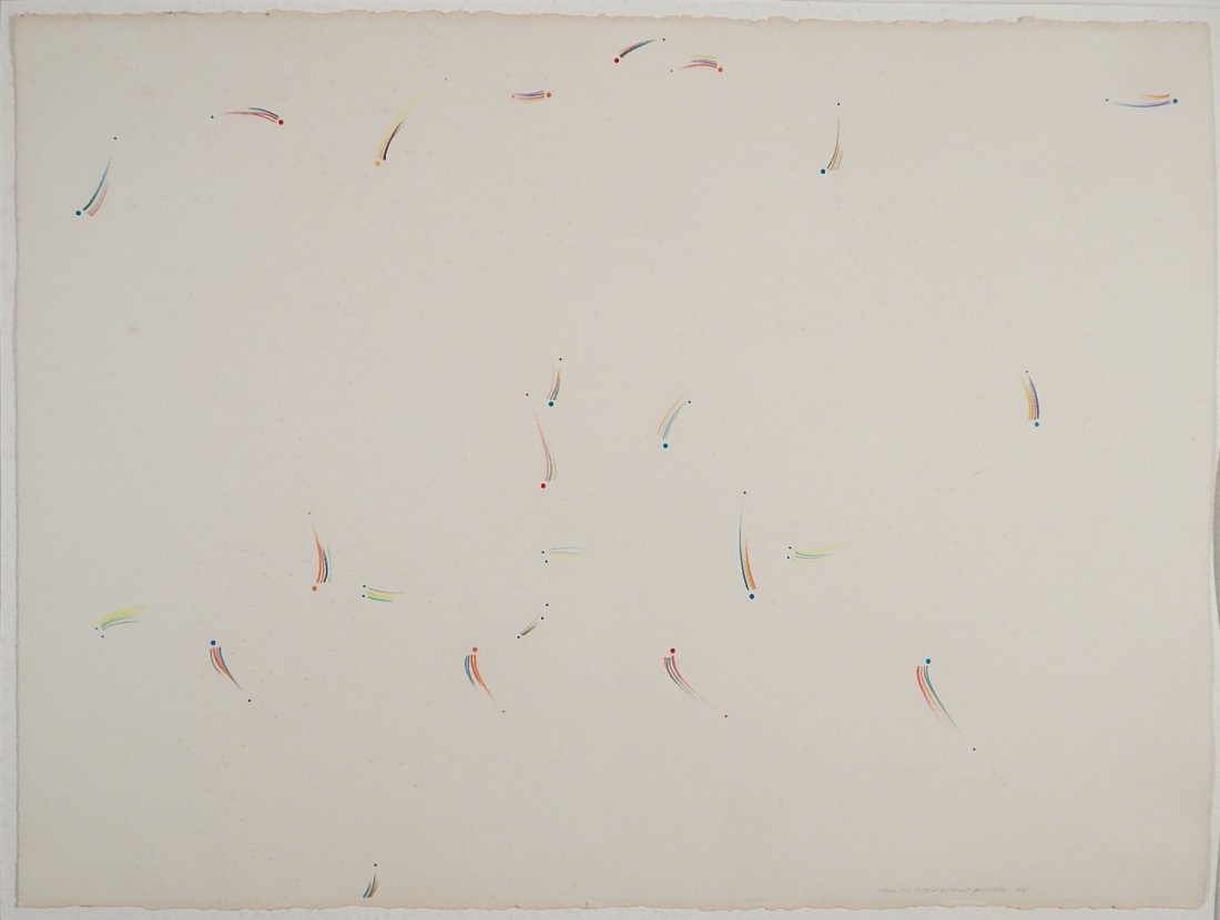 Greg Eckel lithograph: Greg Eckel (American 20th c.)- ''Through The Eyes of A Child''- lithograph in colors, 1976, signed, titled and dated in pencil, some staining and spots of foxing. 22 1/2 x 29 1/2'' (sheet)