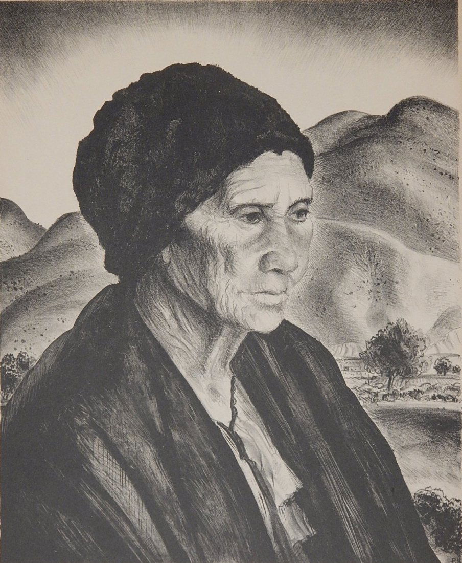 Peter Hurd lithograph: Peter Hurd (American 1904-1984)- ''Dona Nestorita'' (Meigs LV)- lithograph, 1940, signed and titled in pencil, AAA edition of 250, light struck. 13 1/2 x 10 3/4''