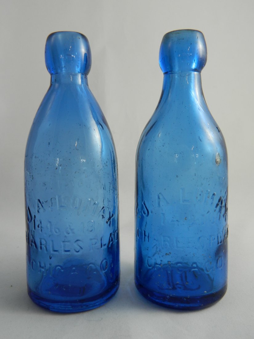 2 Soda blue bottles - J. A. Lomax (1 of 4)