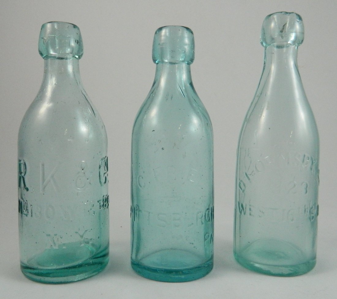 Soda - 3 round aqua bottles (1 of 9)