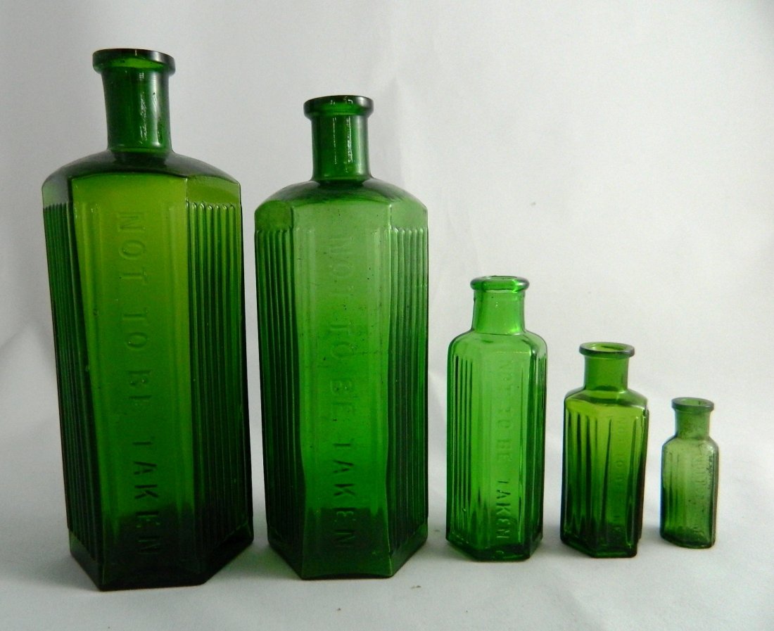 5 Poison green hexagonal bottles (1 of 4)
