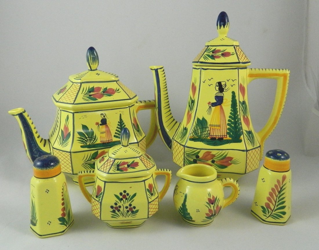 4 piece Quimper porcelain tea set (1 of 6)