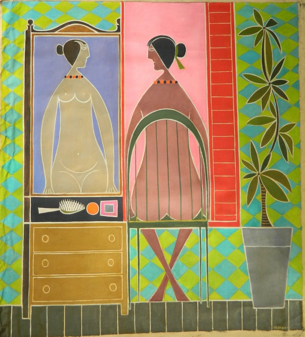 John Ulbricht oil: John Ulbricht (American 1926-2006)- Two Nudes- oil on canvas, 1952, signed Ulbricht lower right. 43 1/2 x 40''