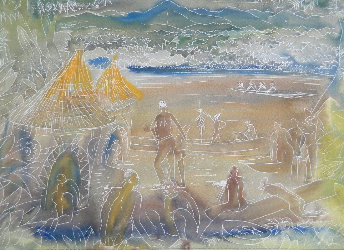 Paul B. Travis watercolor with drawing (1 of 5)