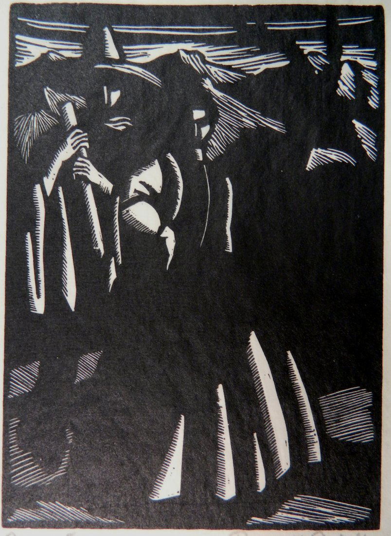 Prescott Chaplin woodcut (1 of 4)