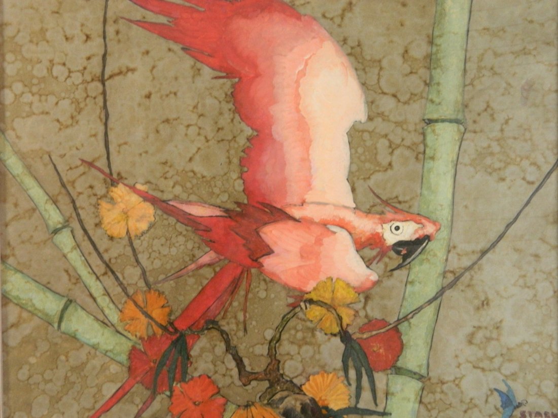 Stark Davis oil: Stark Davis (American 1885-1950)- Red Parrot- oil on board, signed Stark Davis lower right, very good condition. 20 x 30''