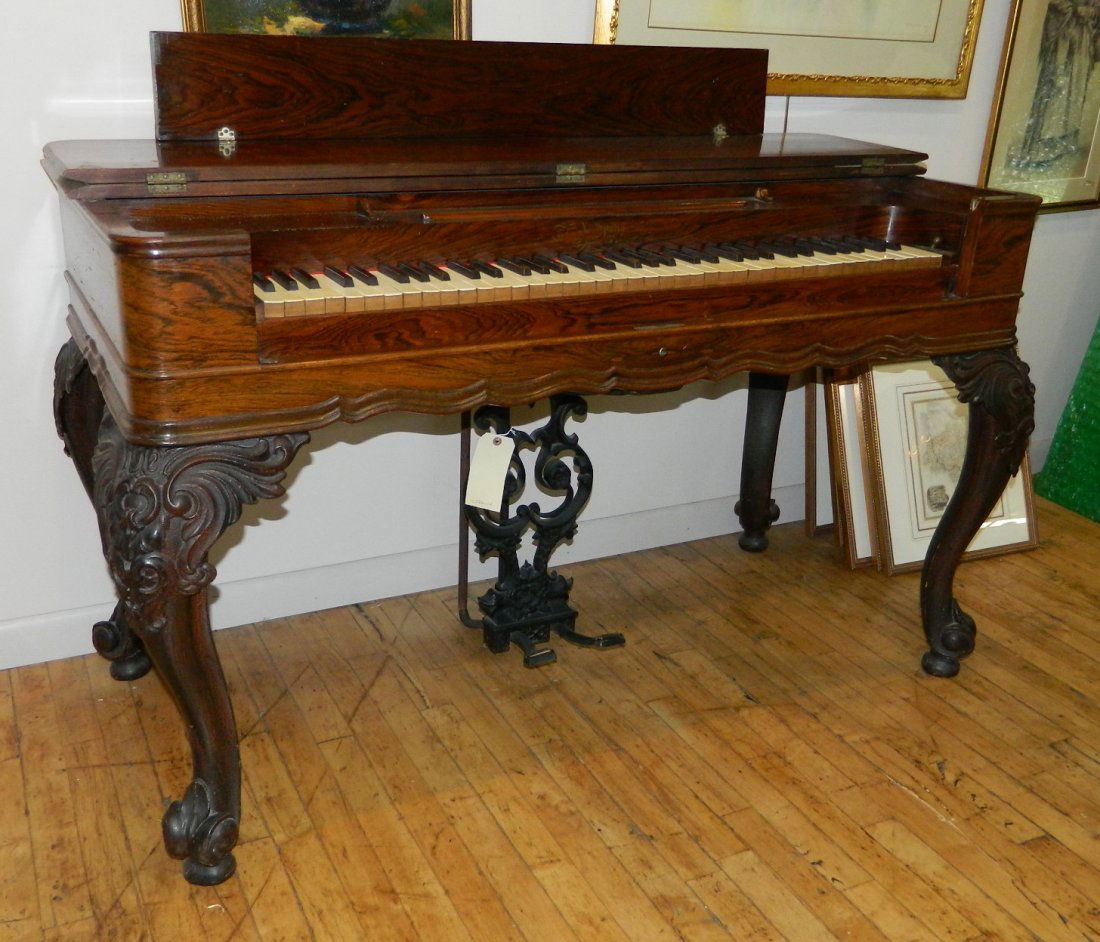 American rosewood melodium: 19th c. American rosewood Melodium, ca. 1860's, ornately carved legs. 32 x 51 1/2 x 24''