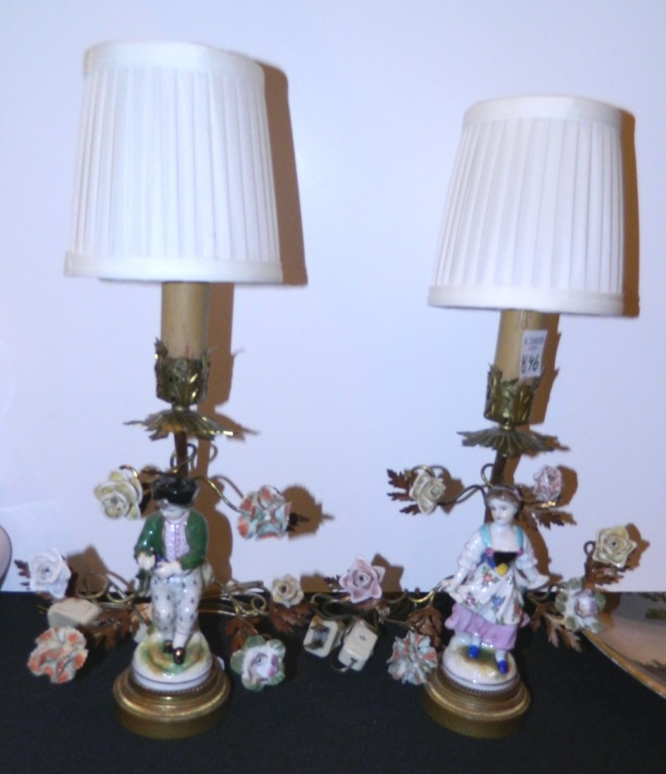 Pair of Porcelain Figural Boudoir Lamps (1 of 1)