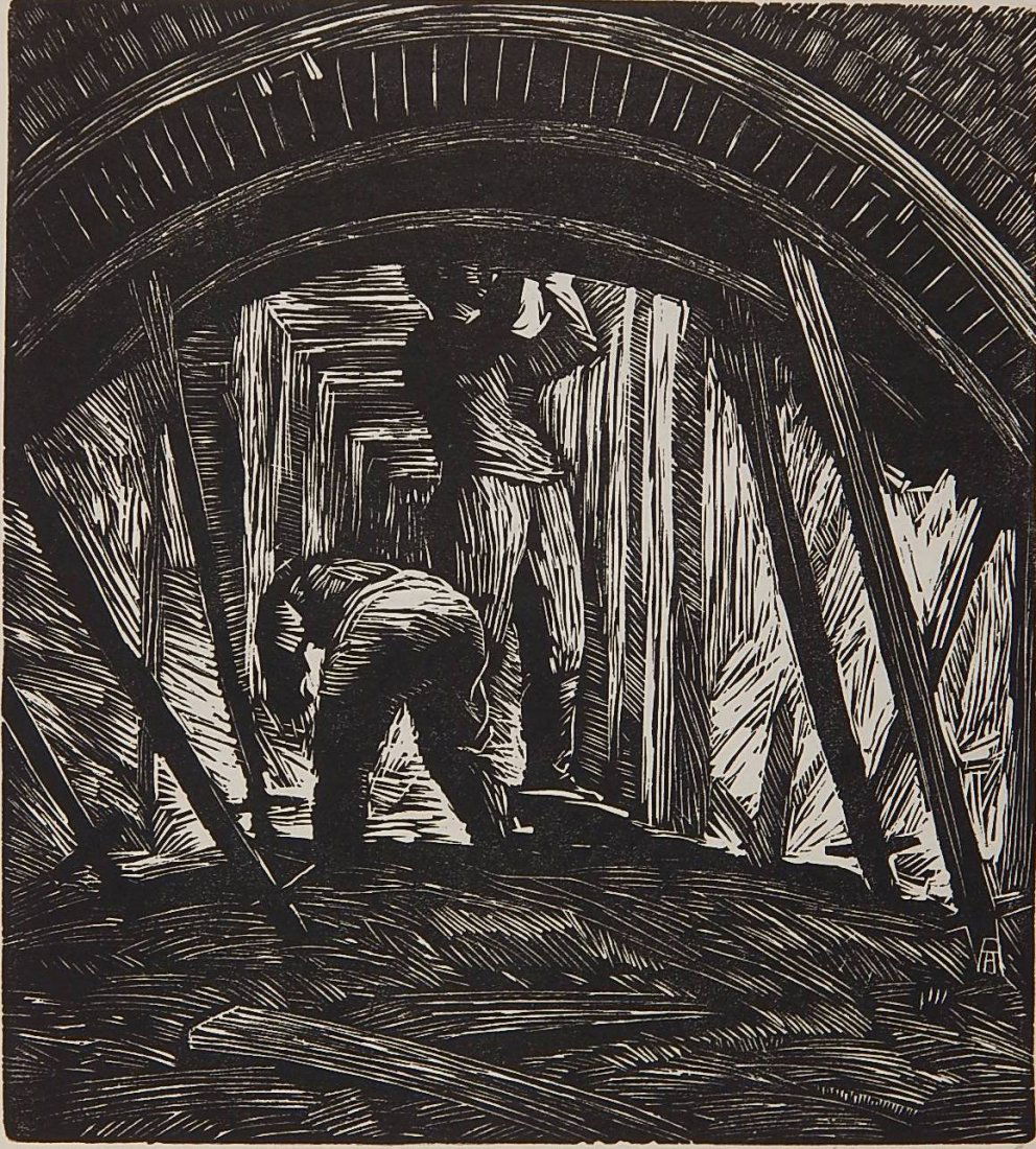 Albert Abramovitz wood engraving (1 of 4)