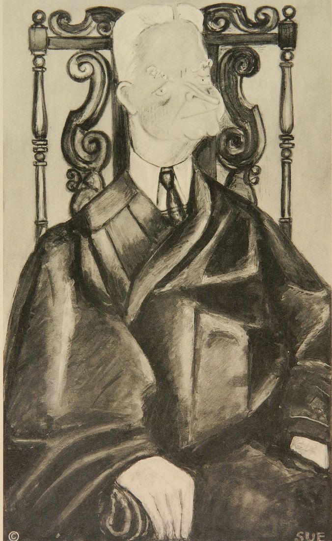 Aline Fruhof lithograph: Aline Fruhof (American 20th c.)- Supreme Court Judge Finch- lithograph, 1937, signed in pencil. 8 1/2 x 5''
