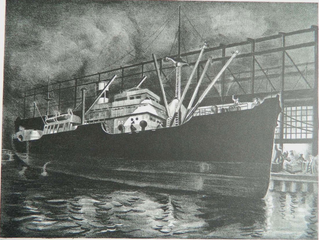 Bertram Goodman lithograph: Bertram Goodman (American 1904-1988)- ''Destination Unknown''- lithograph, 1943, signed, dated and titled in pencil, very good condition. 9 5/8 x 12 3/4''