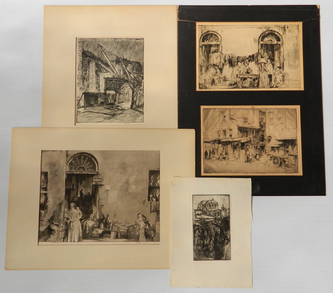 Earl Horter 1 aquatint and 4 etchings (1 of 10)