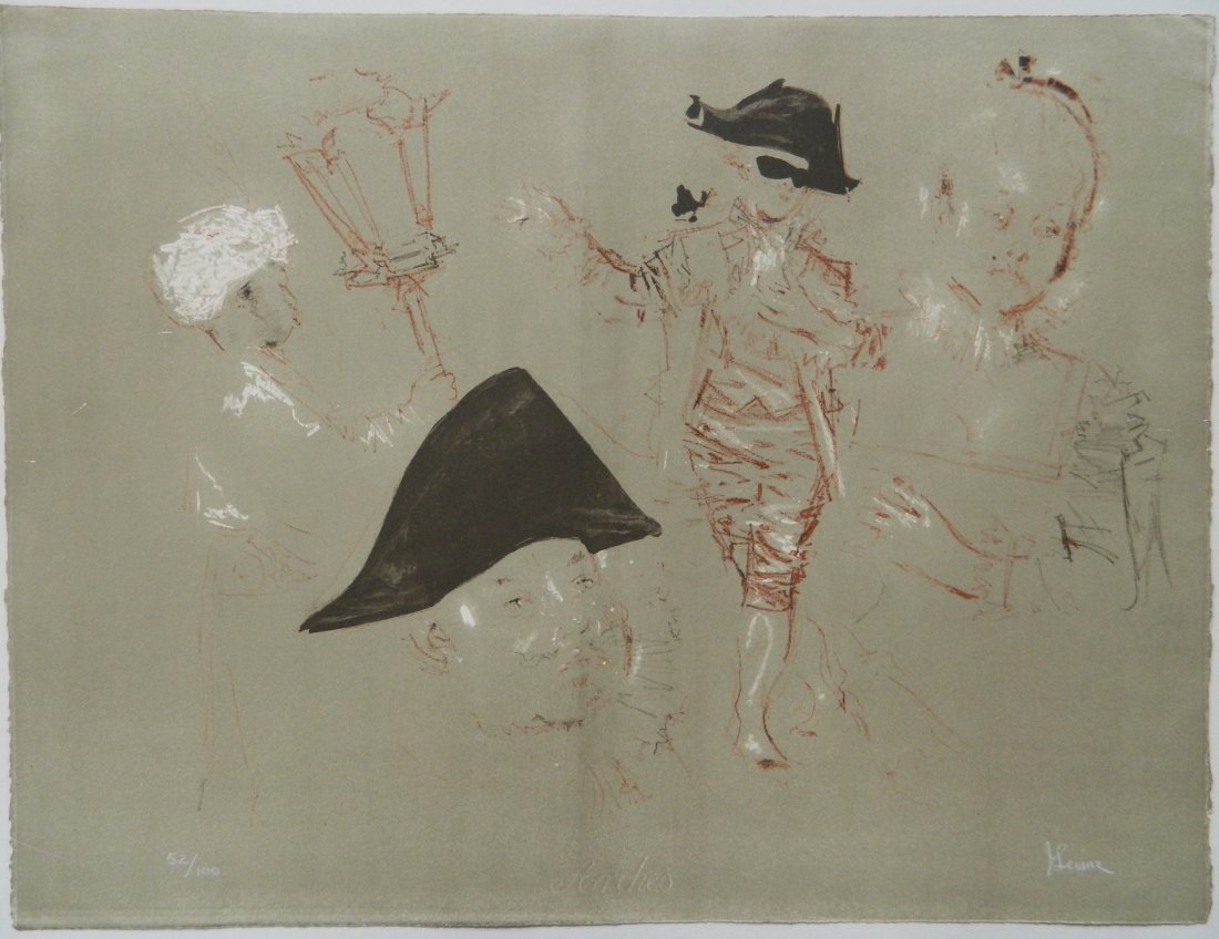 Jack Levine lithograph: Jack Levine (American 1915-2010)- Sketches- lithograph, signed and numbered 52/100, good condition. 19 3/4 x 26''