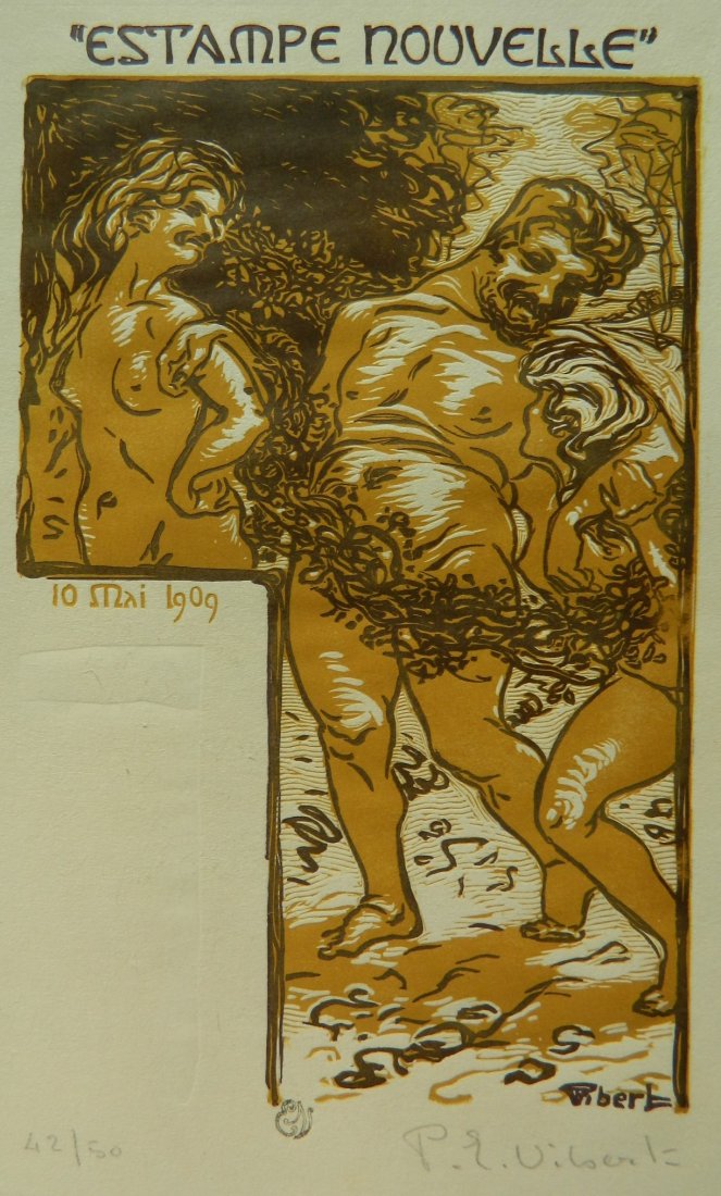 Pierre Eugene Vibert woodcut (1 of 4)
