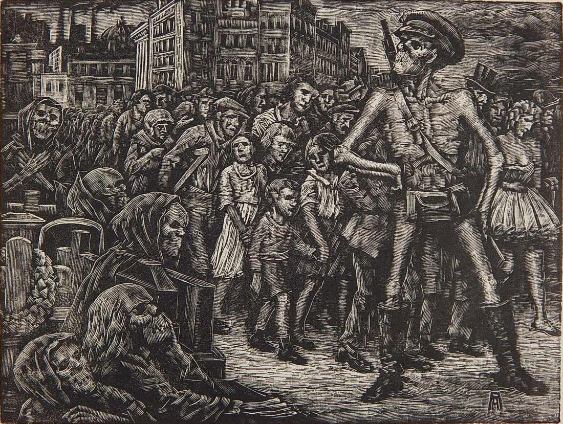 Albert Abramovitz wood engraving (1 of 4)