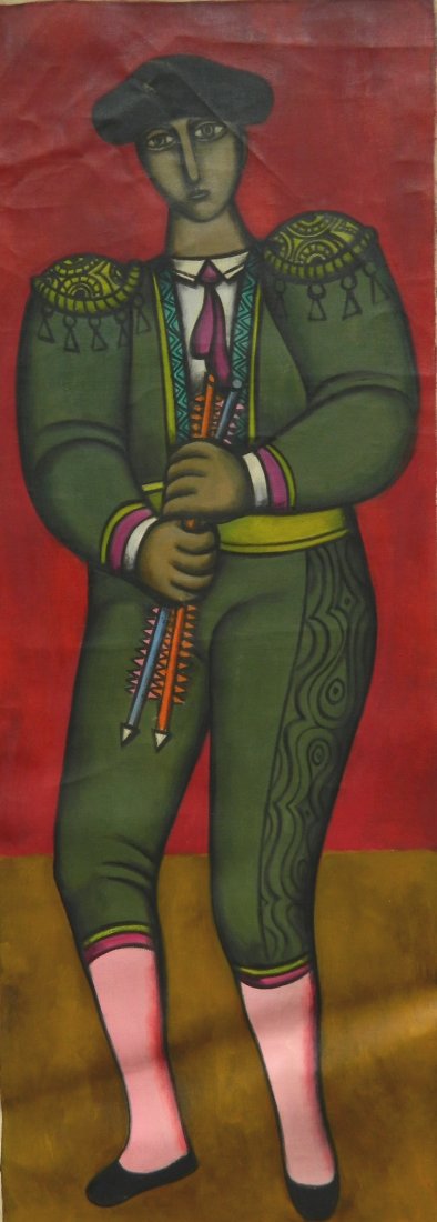 John Ulbricht oil: John Ulbricht (American 1926-2006)- The Picador- oil on canvas. 16 x 43''