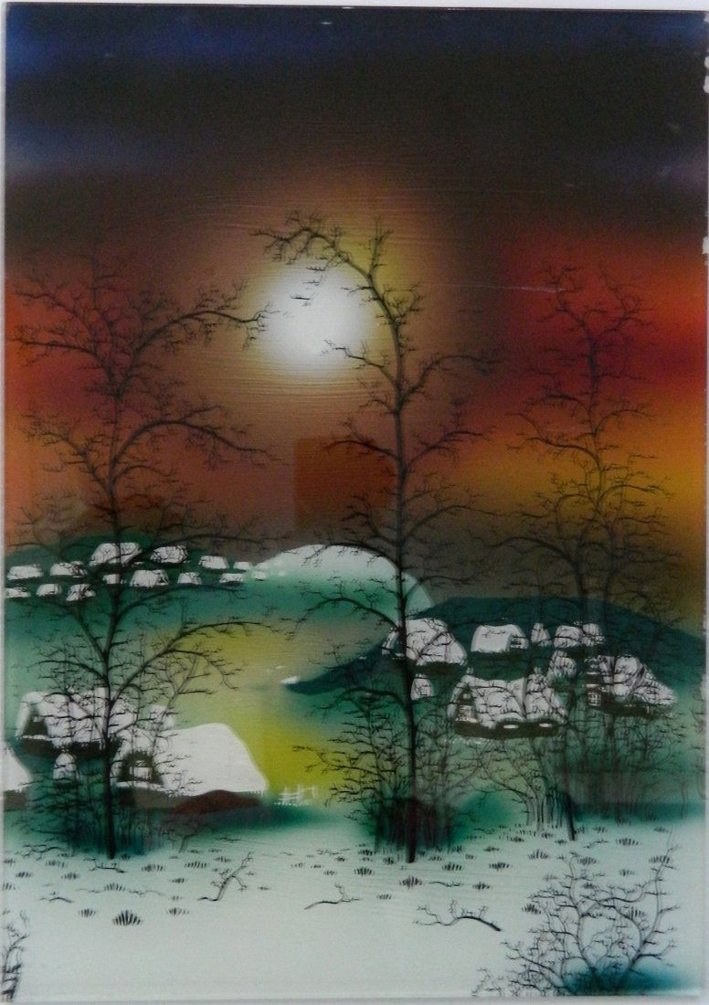 20th c. European School reversed glass painting (1 of 4)