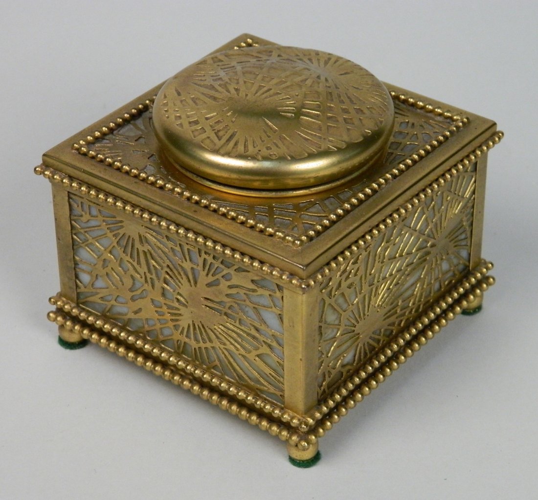 Tiffany Studios 'Pine Cone' inkwell (1 of 3)