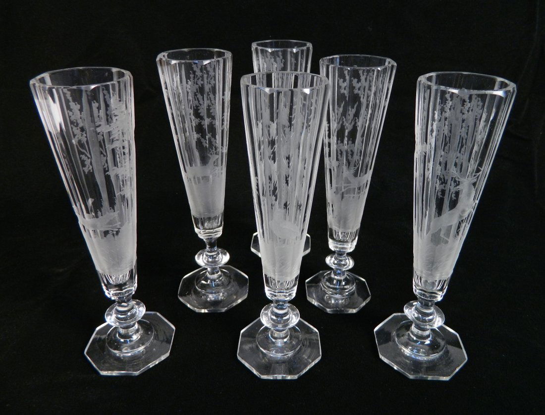 Set of 6 etched drinking glasses (1 of 4)