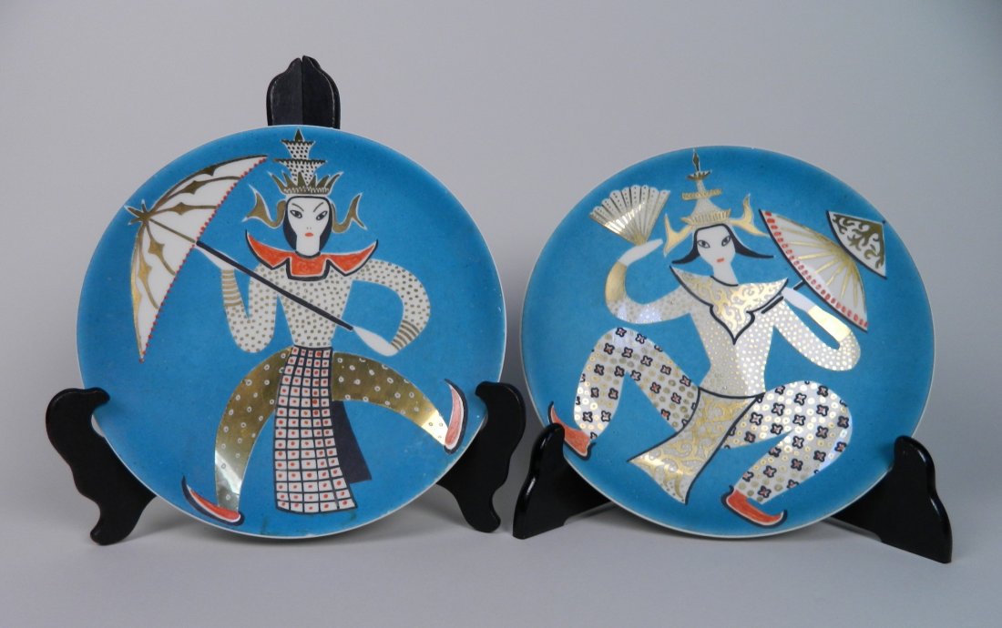 Pair of Waylande Gregory porcelain plates (1 of 6)