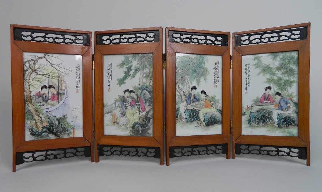 Chinese table top porcelain screen (1 of 9)