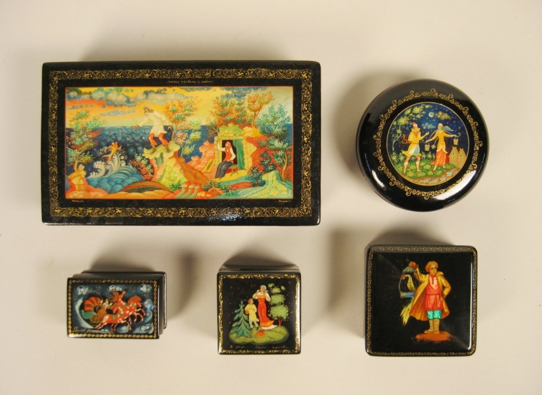 5 Russian lacquer boxes (1 of 9)