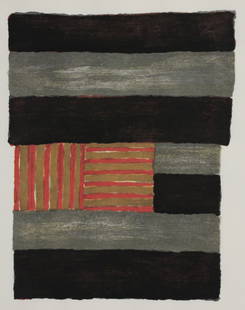 Sean Scully print process set: Sean Scully (American 1945- )- ''Narcissus''- print process set, 1991, 9 wood blocks and 1 print, print signed, dated, titled and numbered 4/30 in pencil. 11 x 9''