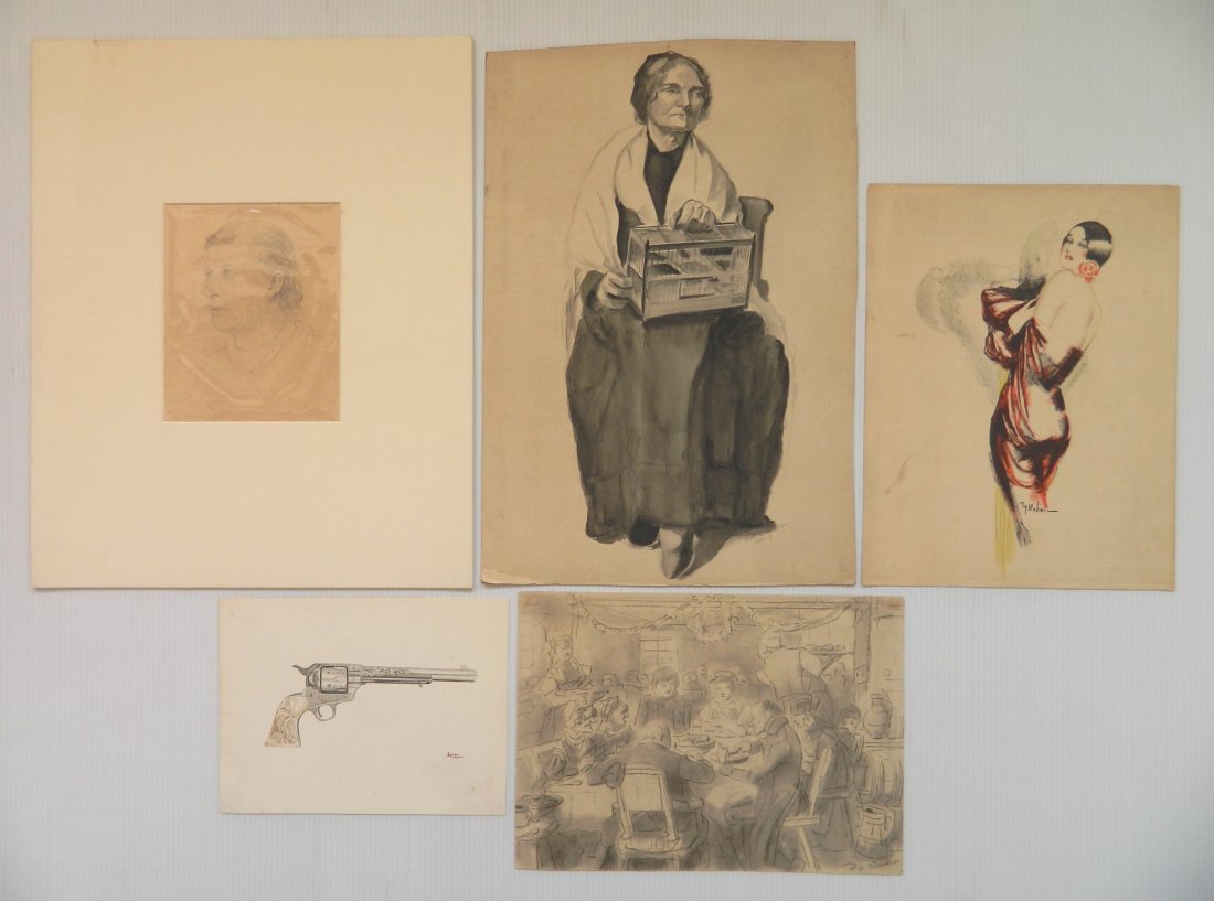 20th c. American School 5 graphite on paper (1 of 6)