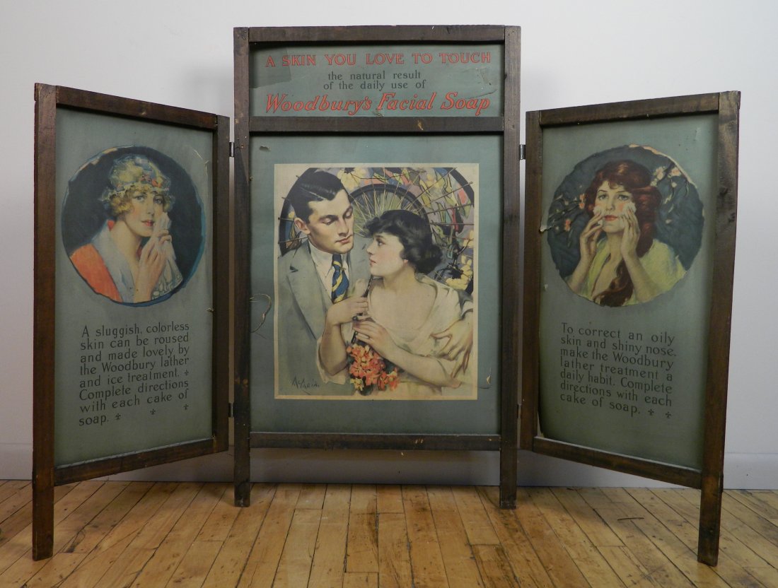 Woodbury's Facial Soap 3-way cardboard store sign (1 of 10)