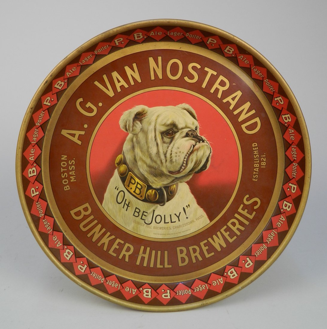 A. G. Van Nostrand Bunker Hill Brewries beer tray (1 of 4)