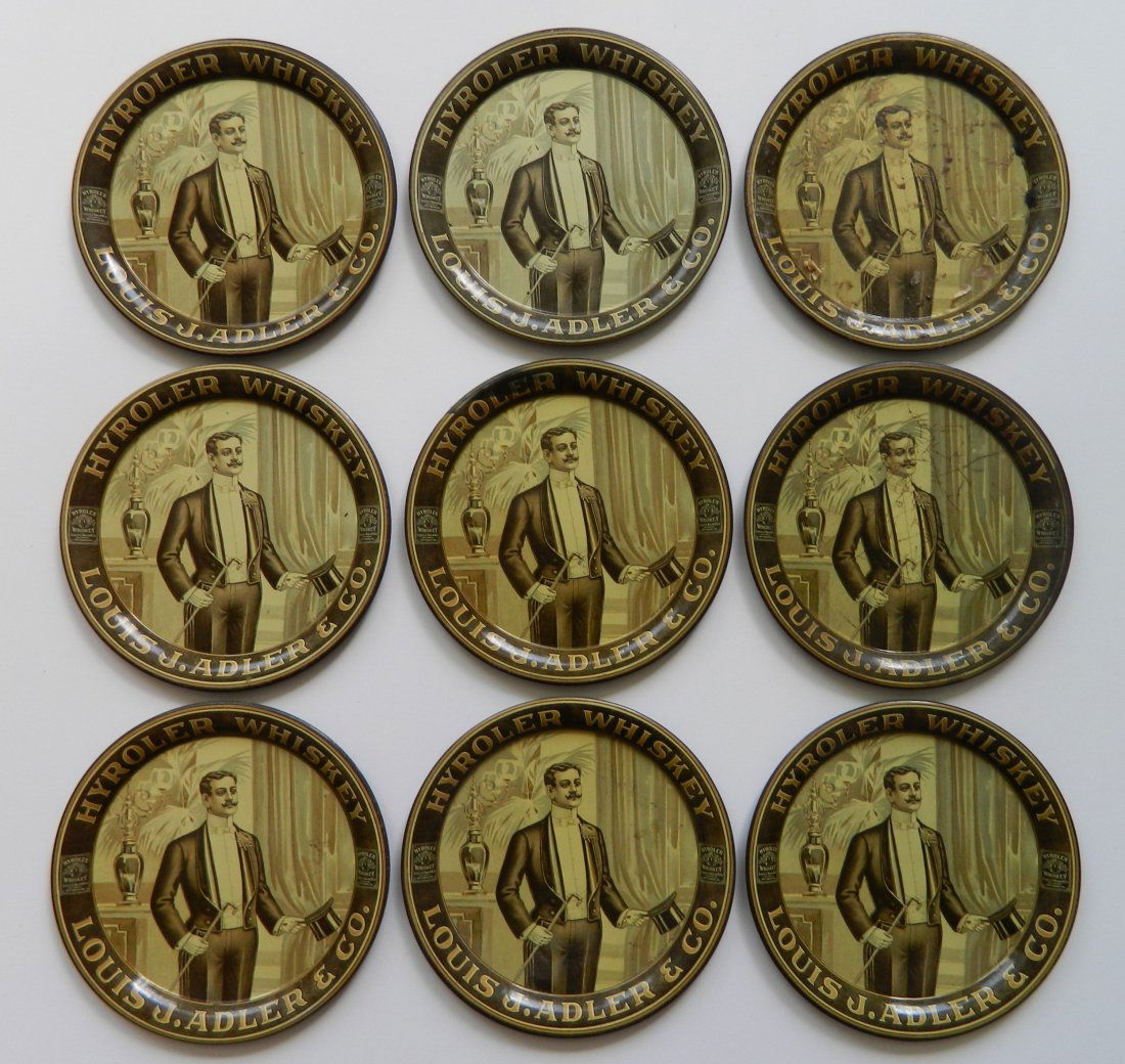 9 Hyroler Whiskey tin litho tip trays (1 of 6)