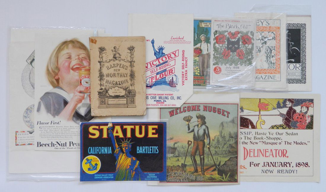 Misc. lot of advertisement labels and almanacs (1 of 8)