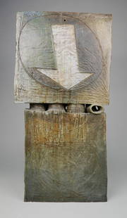 George Roby ceramic sculpture: George Roby (American 20th c.)- Untitled- ceramic sculpture, initialed G. R. on bottom. 25 1/2 x 12 x 5 1/4''
