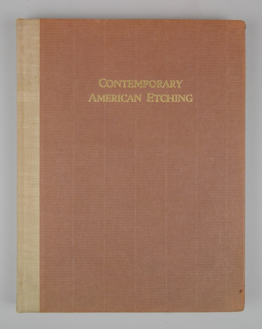Contemporary American Etching book: "Contemporary American Etching'', introduction by Ralph Flint, American Art Dealers Association, New York, 1930, with an original etching, 'Startled Ducks' by Frank Benson as the frontispiece, 4to, ha