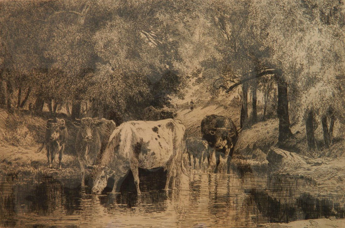 Peter Moran etching (1 of 4)