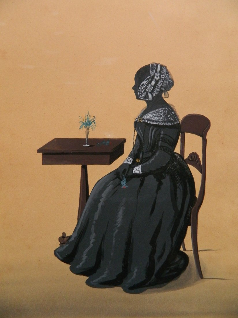 19th c. American Silhouette watercolor (1 of 3)