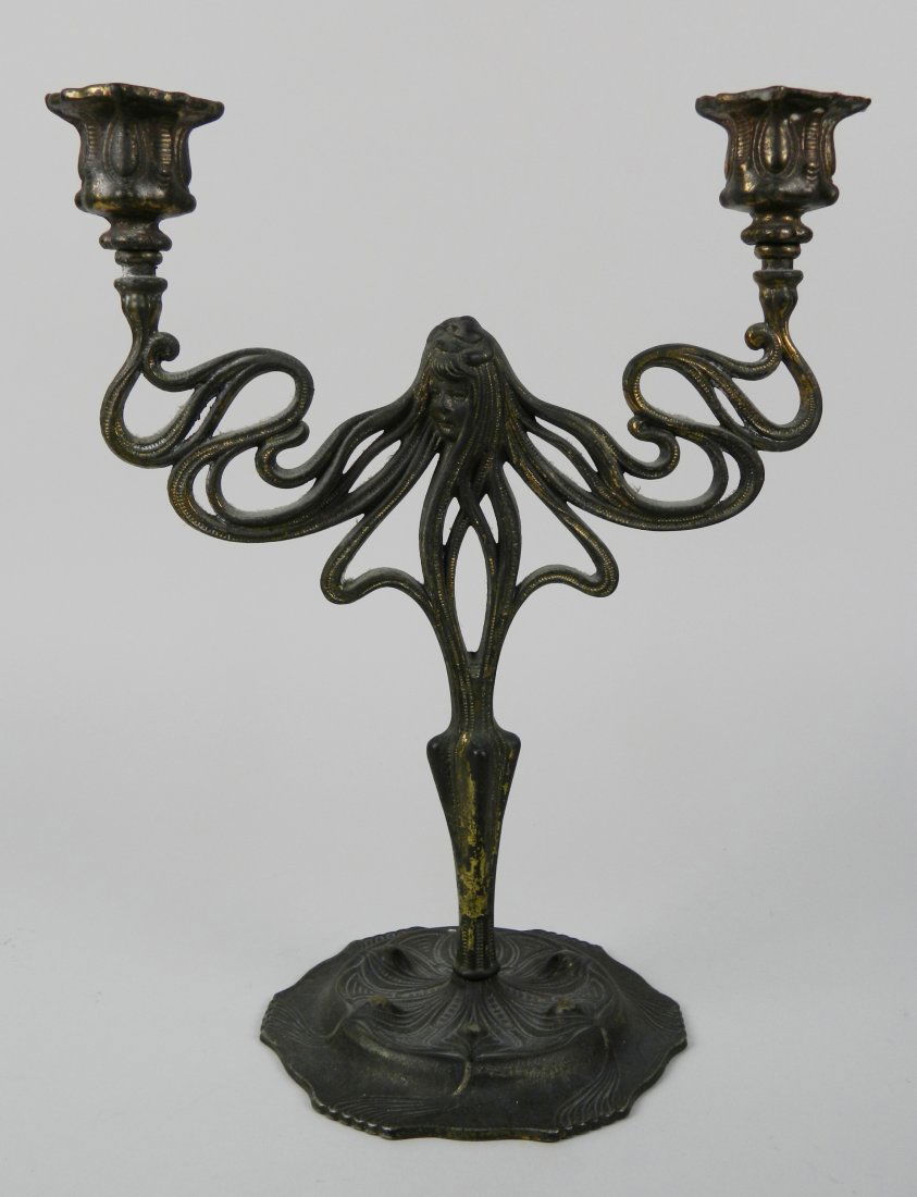 Art Nouveau style brass candelabra (1 of 7)