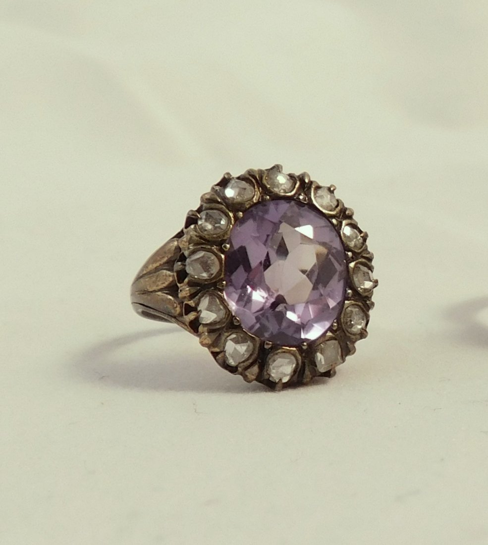 Ladies 14K white gold aquamarine and diamond ring (1 of 1)