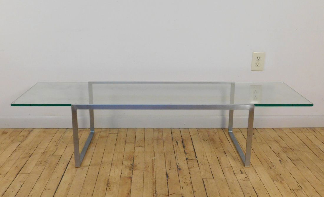 Contemporary chrome and glass coffee table (1 of 3)