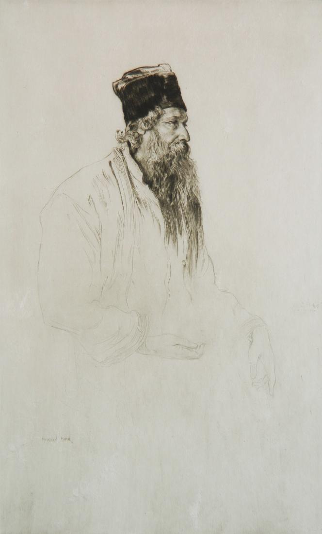 Muirhead Bone etching: Muirhead Bone- ''Portrait of Rabindrauth Tagore''- etching, signed in pencil, very good condition. 9 5/8 x 6''