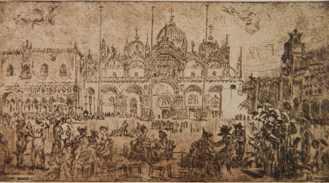 Clifford Addams etching: Clifford Addams- ''The Great Square in Venice''- etching, 1942, signed and dated in pencil, very good condition. 7 7/8 x 14 3/4''