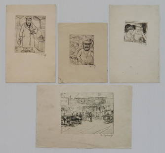 Morris Topchevsky 4 etchings: Morris Topchevsky- Market Scenes- 4 etchings, all signed in pencil, various sizes.