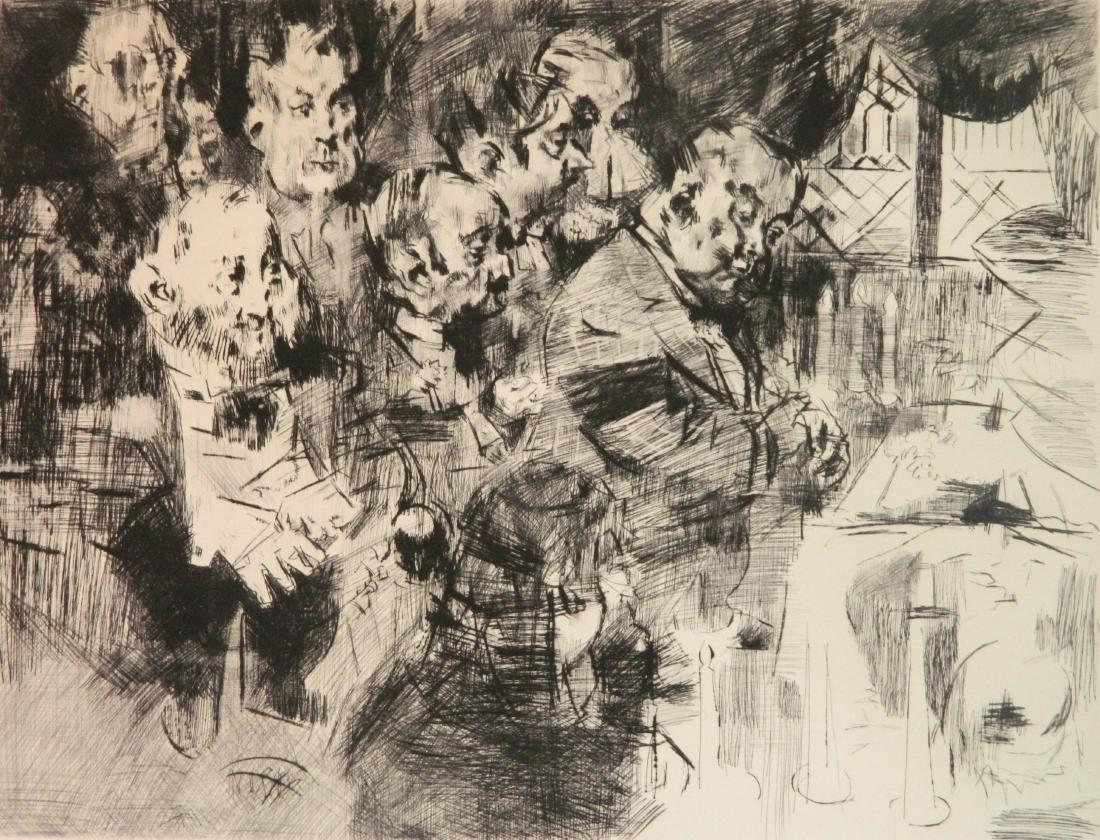 Jack Levine etching: Jack Levine- ''Gangster Funeral'' (Prescott and Prescott 30)- etching, 1965, signed and numbered 116/120 in pencil, light struck, edges rough. 19 1/8 x 25 3/16''