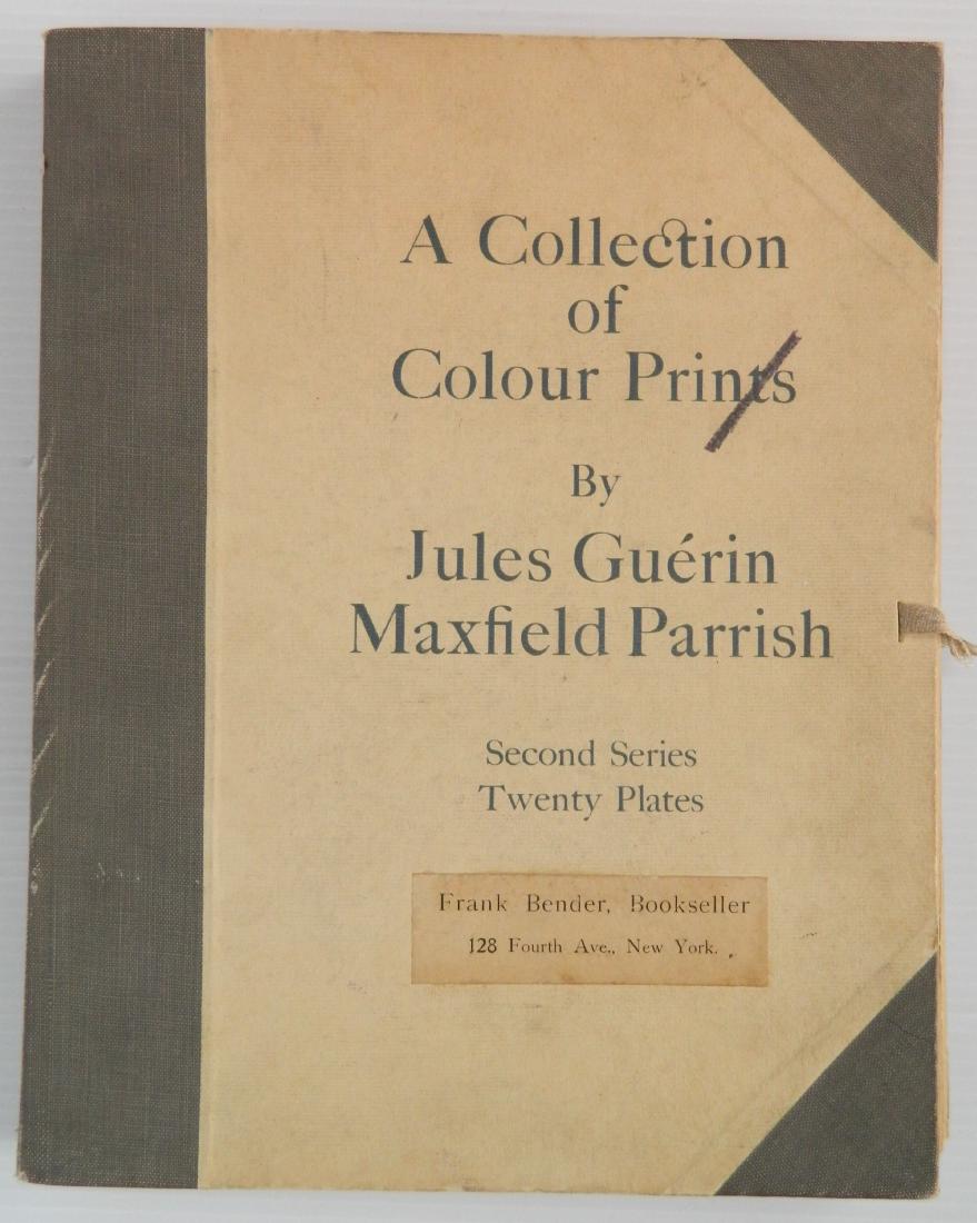 ''Collection of Colour Prints by Jules Guerin'': ''Collection of Colour Prints by Jules Guerin'', 29 off-set lithographs, second seris, missing works by Maxfield Parrish, each print mounted to support sheet by top edge verso, portfolio case with han