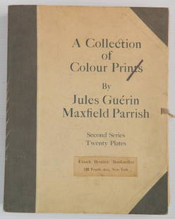 ''Collection of Colour Prints by Jules Guerin'': ''Collection of Colour Prints by Jules Guerin'', 29 off-set lithographs, second seris, missing works by Maxfield Parrish, each print mounted to support sheet by top edge verso, portfolio case with han