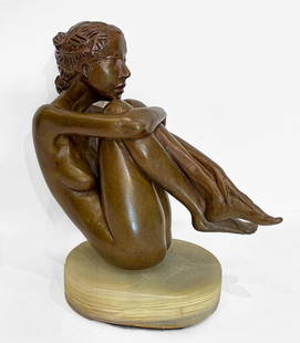 Frank Gallo - 'J'Attends' - Bronze on Onyx Base - Artist Proof: Frank Gallo, (American, b. 1933), ‘J’Attends’, 10” x 12” x 5”, Bronze on Onyx Base, Artist Proof, signed by the artist. Frank Gallo has worked primarily from the hu