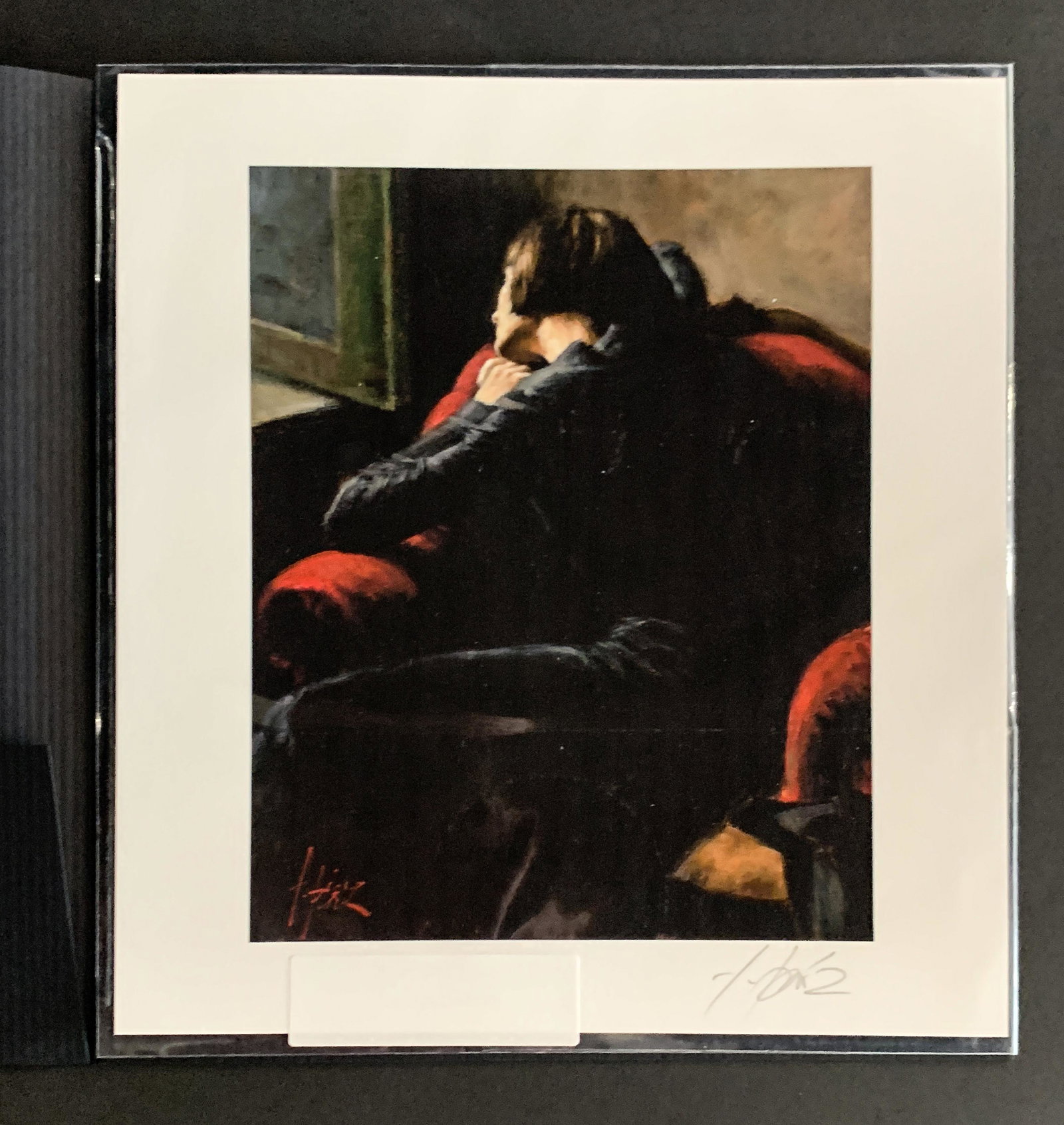 Fabien Perez - 'Rojo Sillon' - Giclee on paper: Fabien Perez (Argentinian, b. 1967) 'Rojo Sillon', 7.5" x 9.5" image size, Limited Edition giclee on paper, hand-signed by the artist. For Fabien Perez. The purpose of art Is to prepetuate beauty. He 