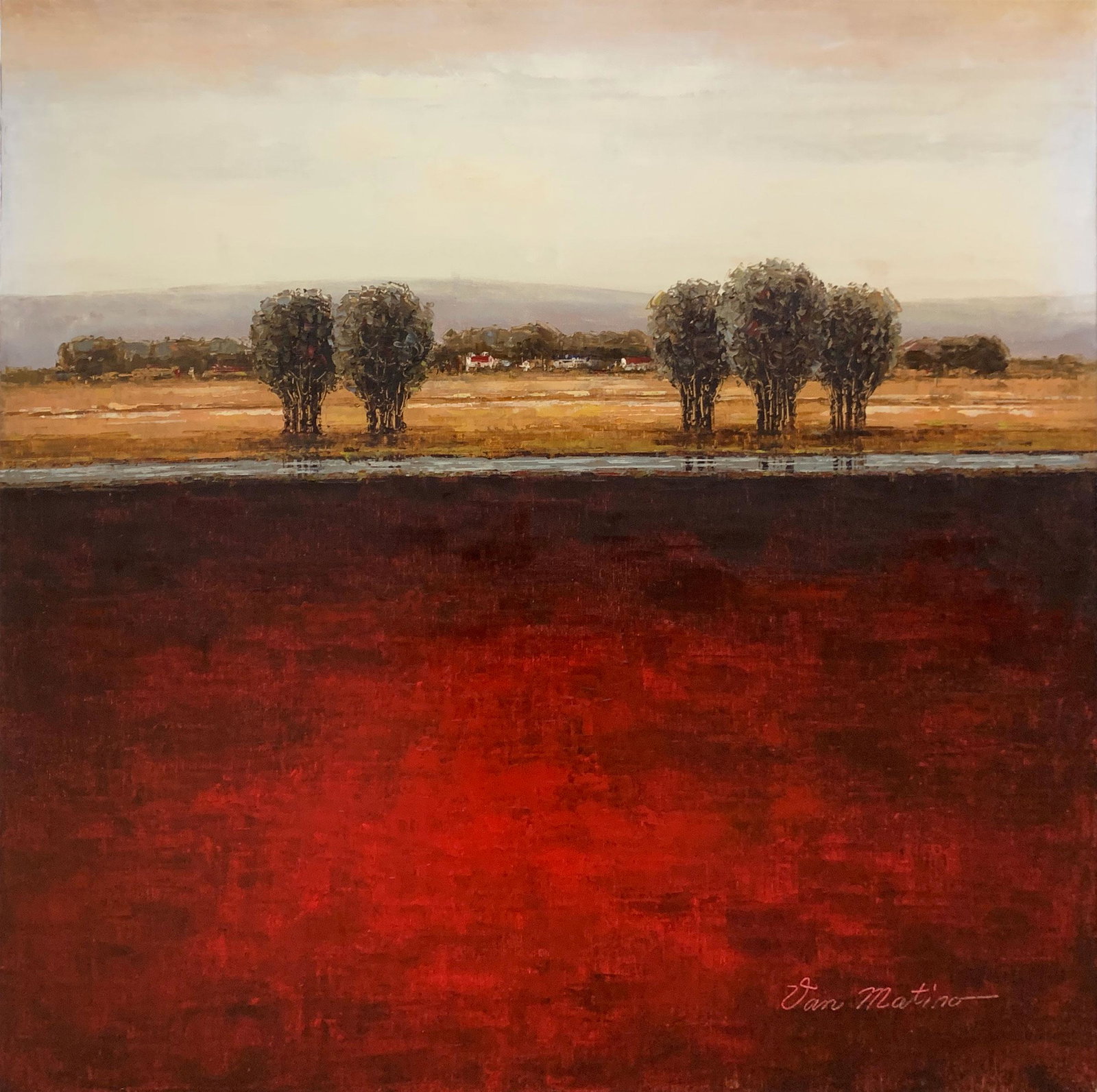 Van Matino - 'Horizon II' - Oil on Canvas - Original: Van Matino (Korean, b.1955), ‘Horizon II’, 30” x 30” x 1” Stretched on Premium wood stretcher bars, Oil on Canvas, Original, signed by the artist. Along with many other a